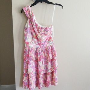 One shoulder floral dress